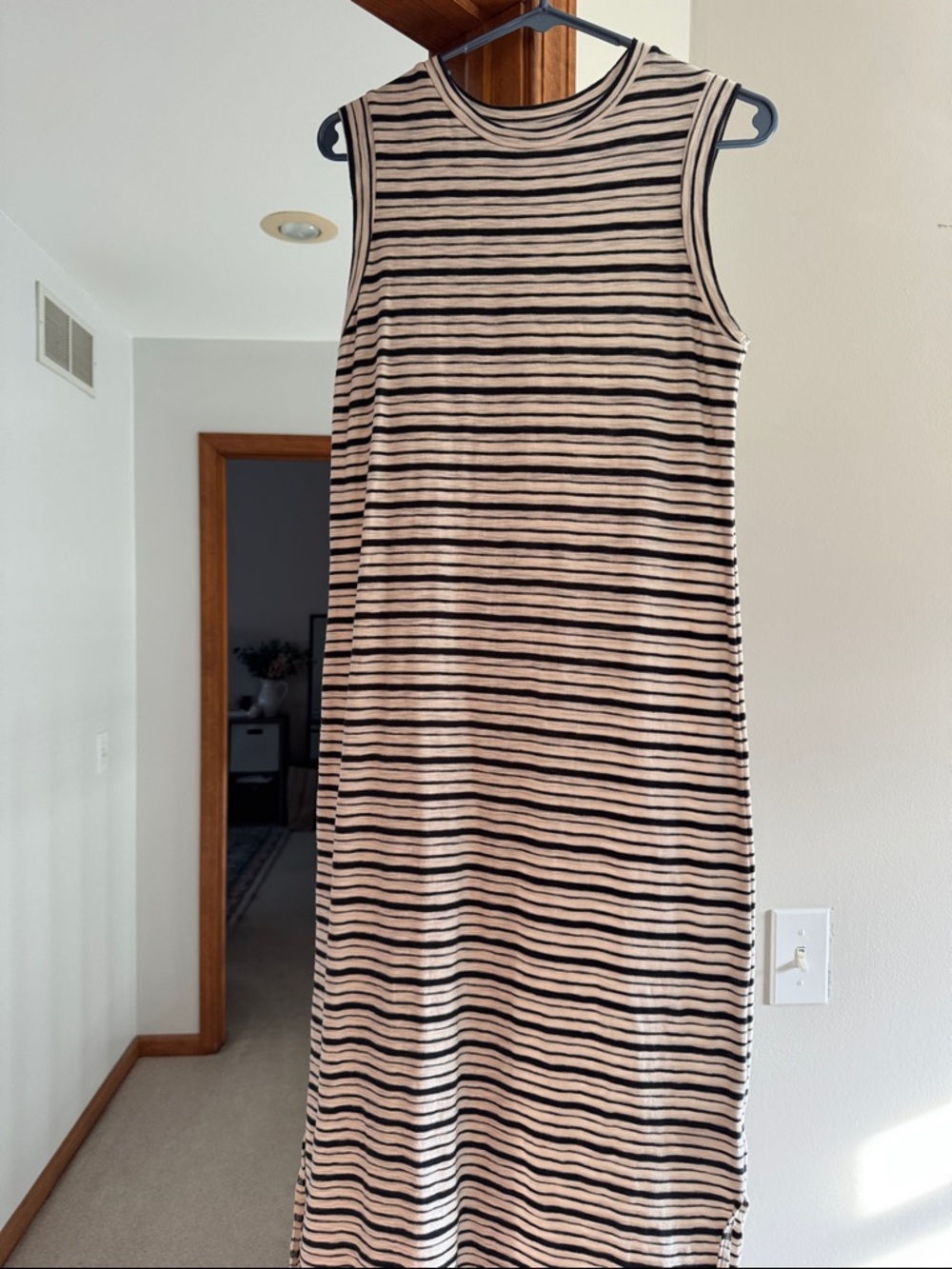 Universal Thread Sleeveless Cream and Black Striped Maxi Dress